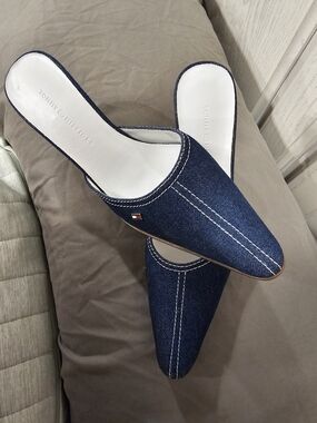 Tommy Hilfiger Navy and White Slip-On Heel